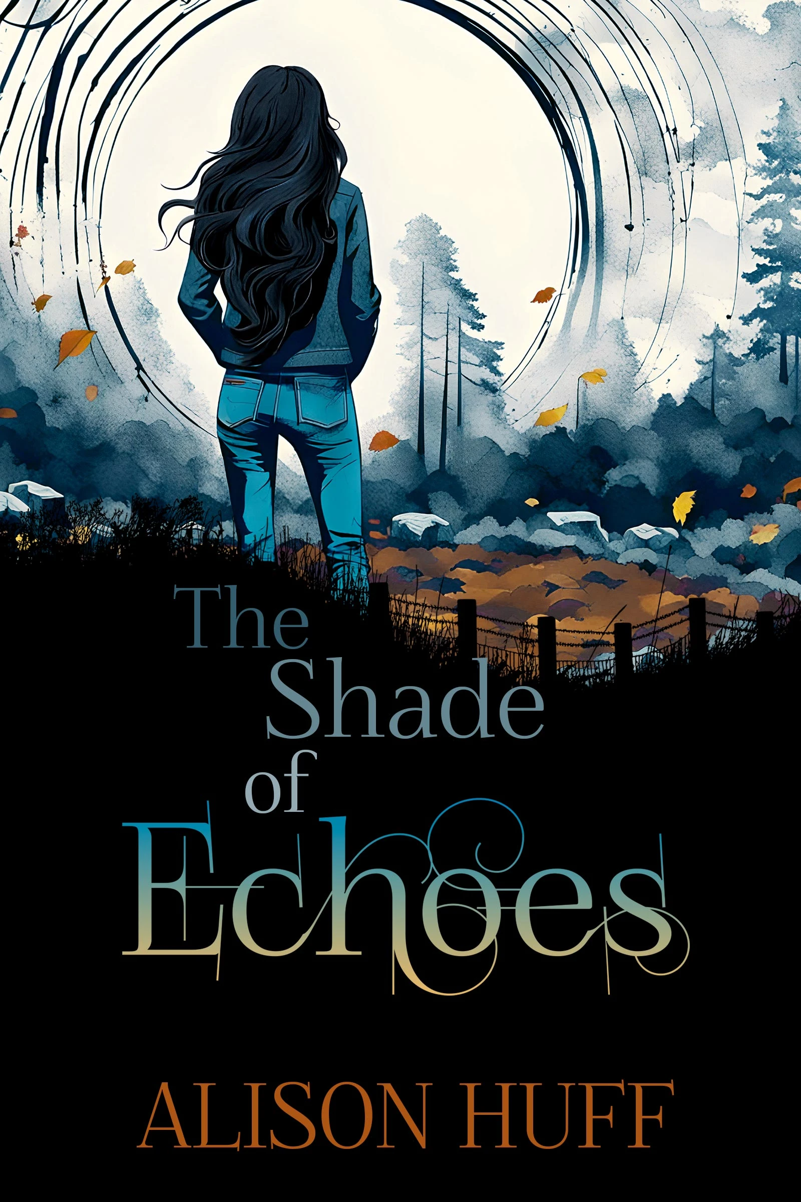 illustrative book cover design concept for the shade of echoes