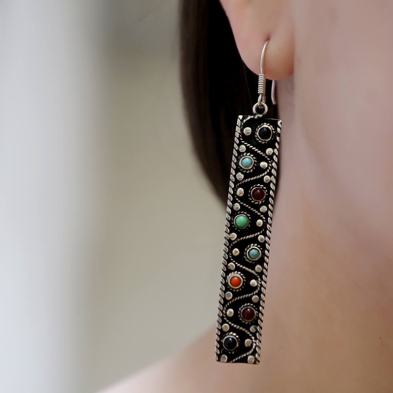 Shop 1989-silver-earrings-stones-onyx-turquoise-coral--chrysolite--carnelian-im-zard-3.jpg