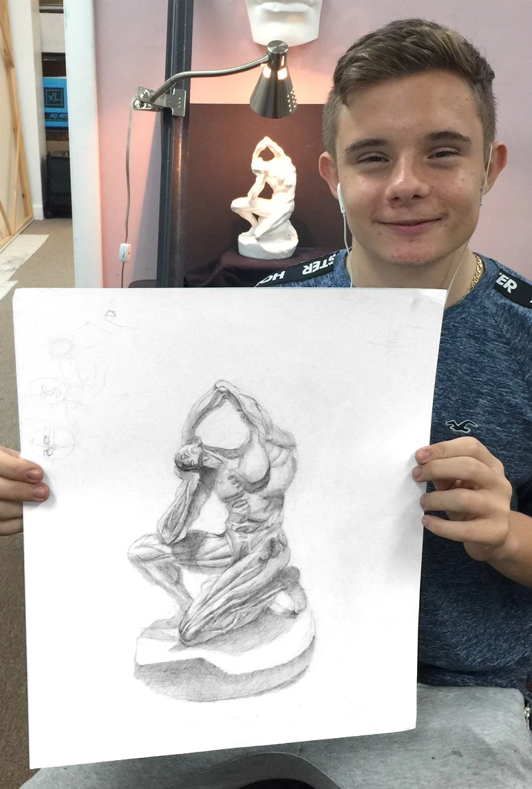 This anatomy drawing of sitting figure was done using graphite pencil 