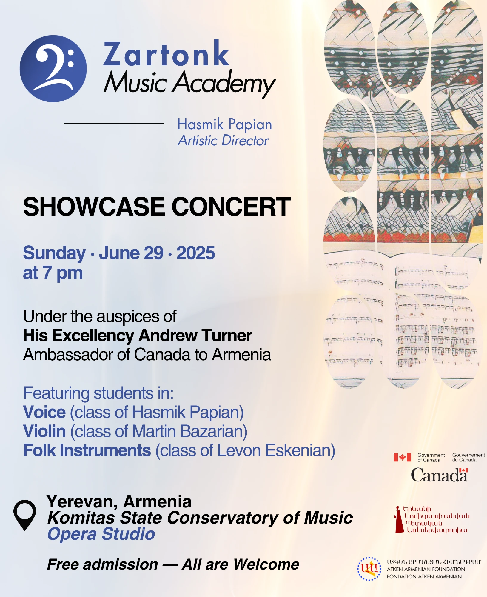 Upcoming Zartonk Music Academy Concert in Yerevan