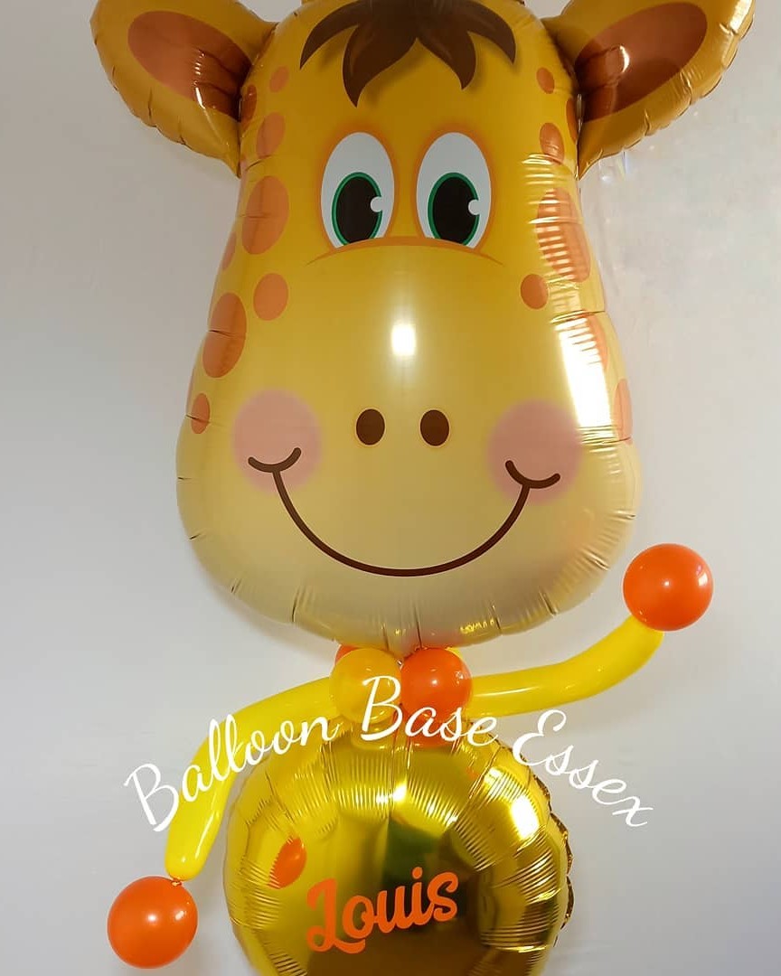 Happy birthday giraffe Balloon Buddy Yellow and orange giraffe made from balloons