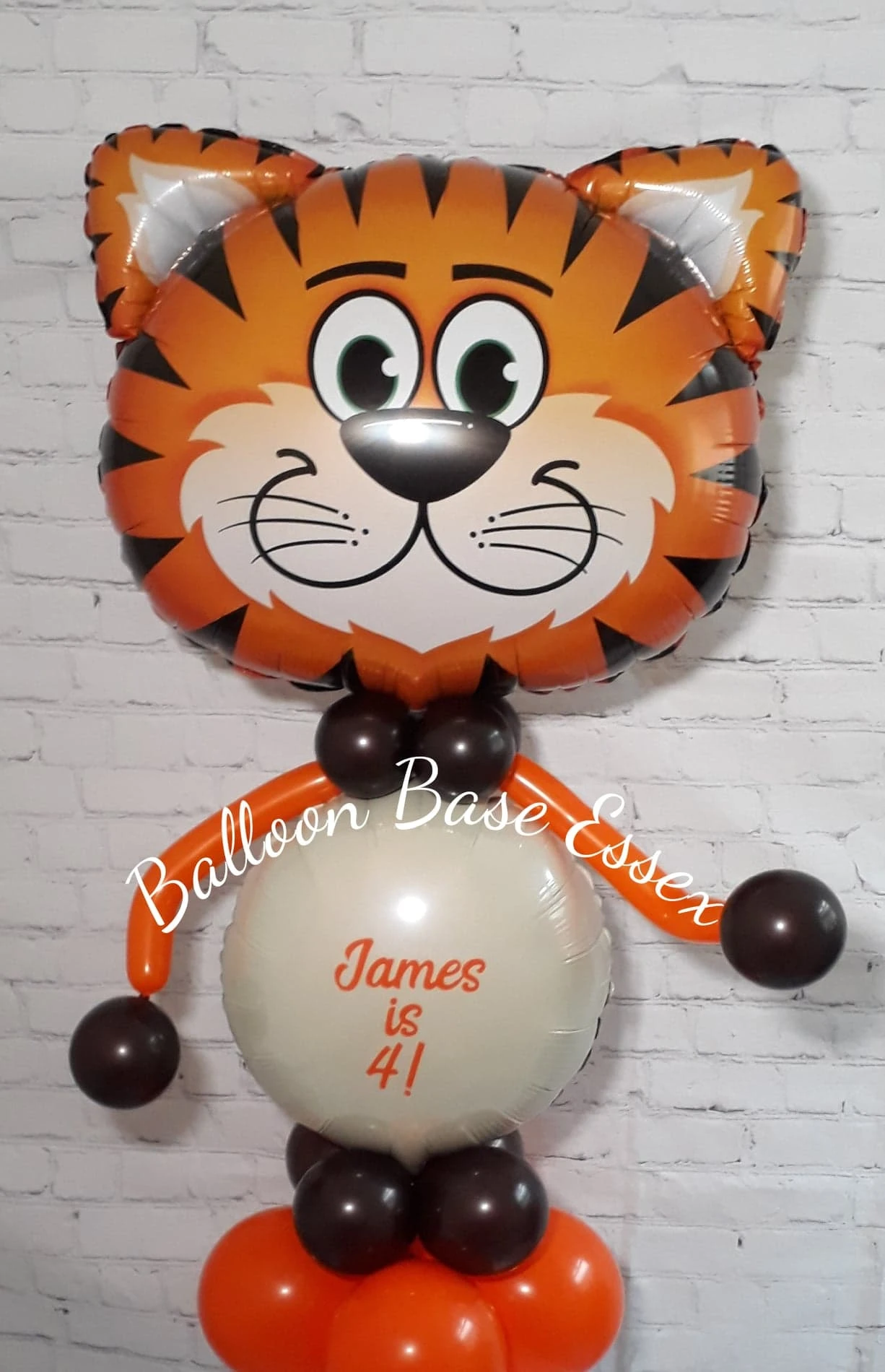 Orange tiger balloon buddy with a personalised message