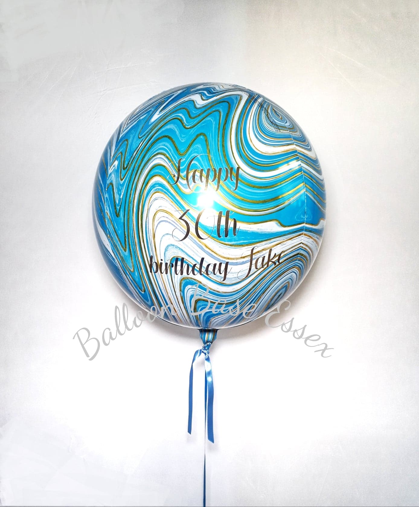 Blue marble pattern balloon with gold writing