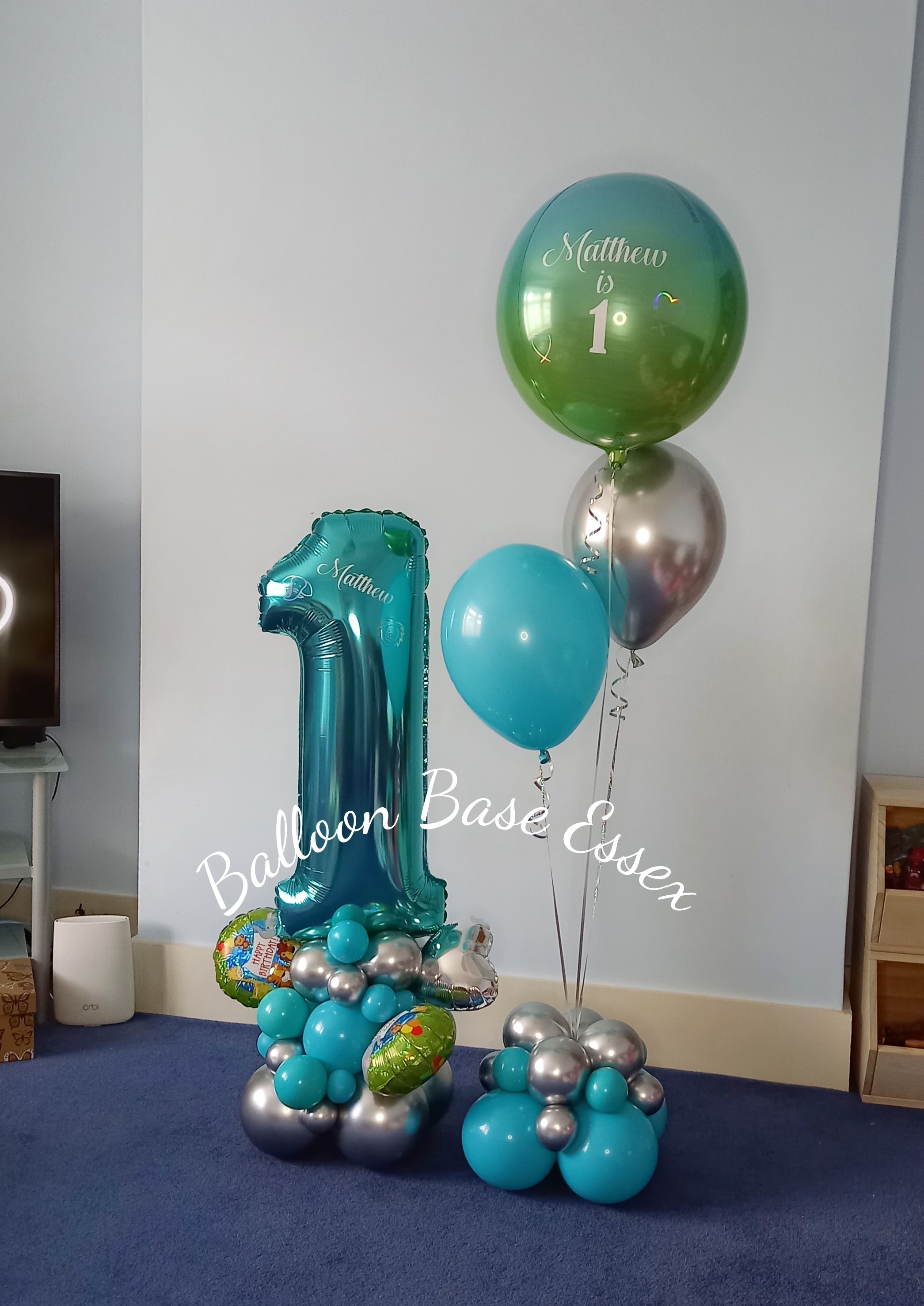 First birthday balloons in tiffany blue