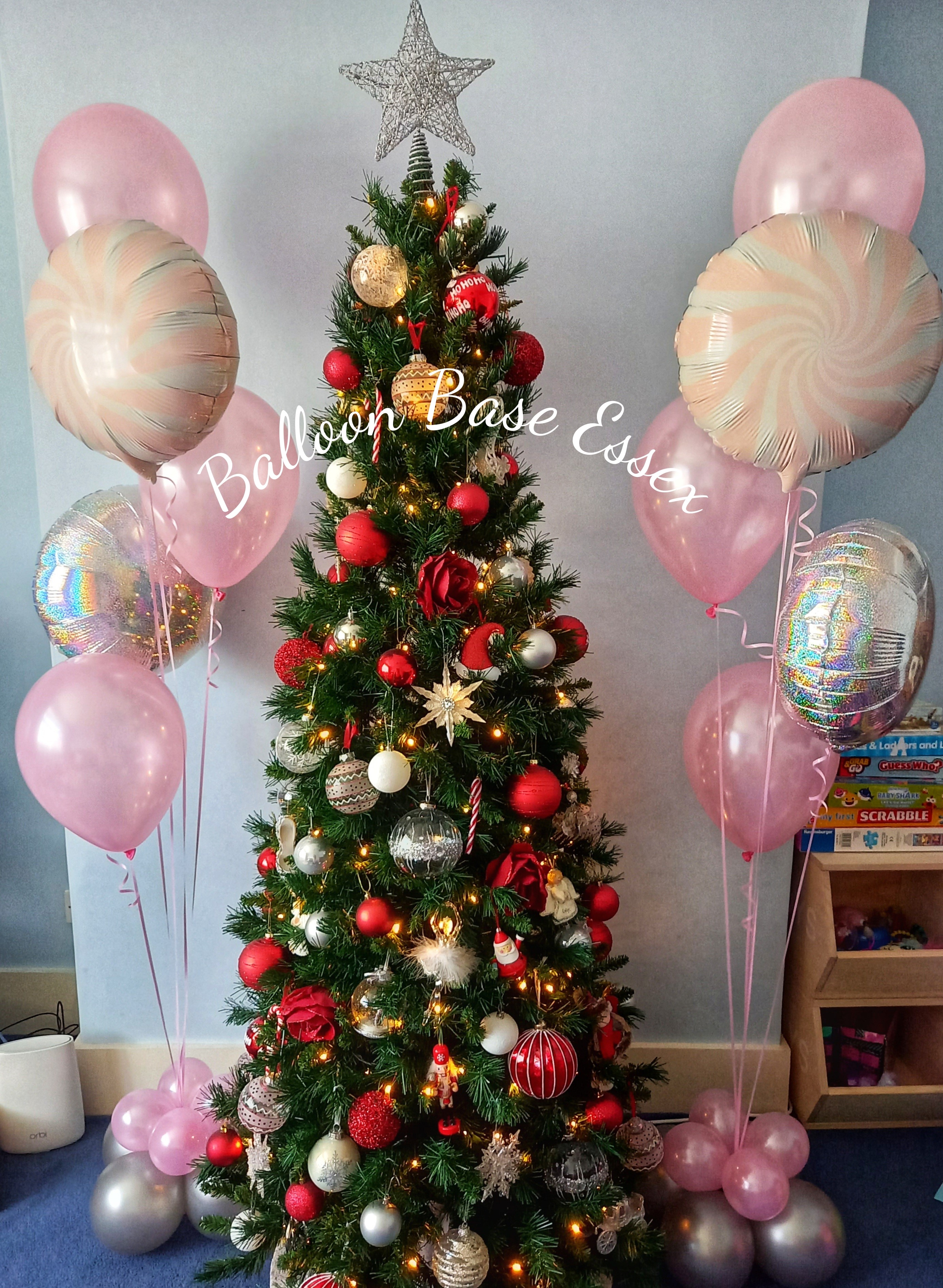 Pink and silver balloon bouquets