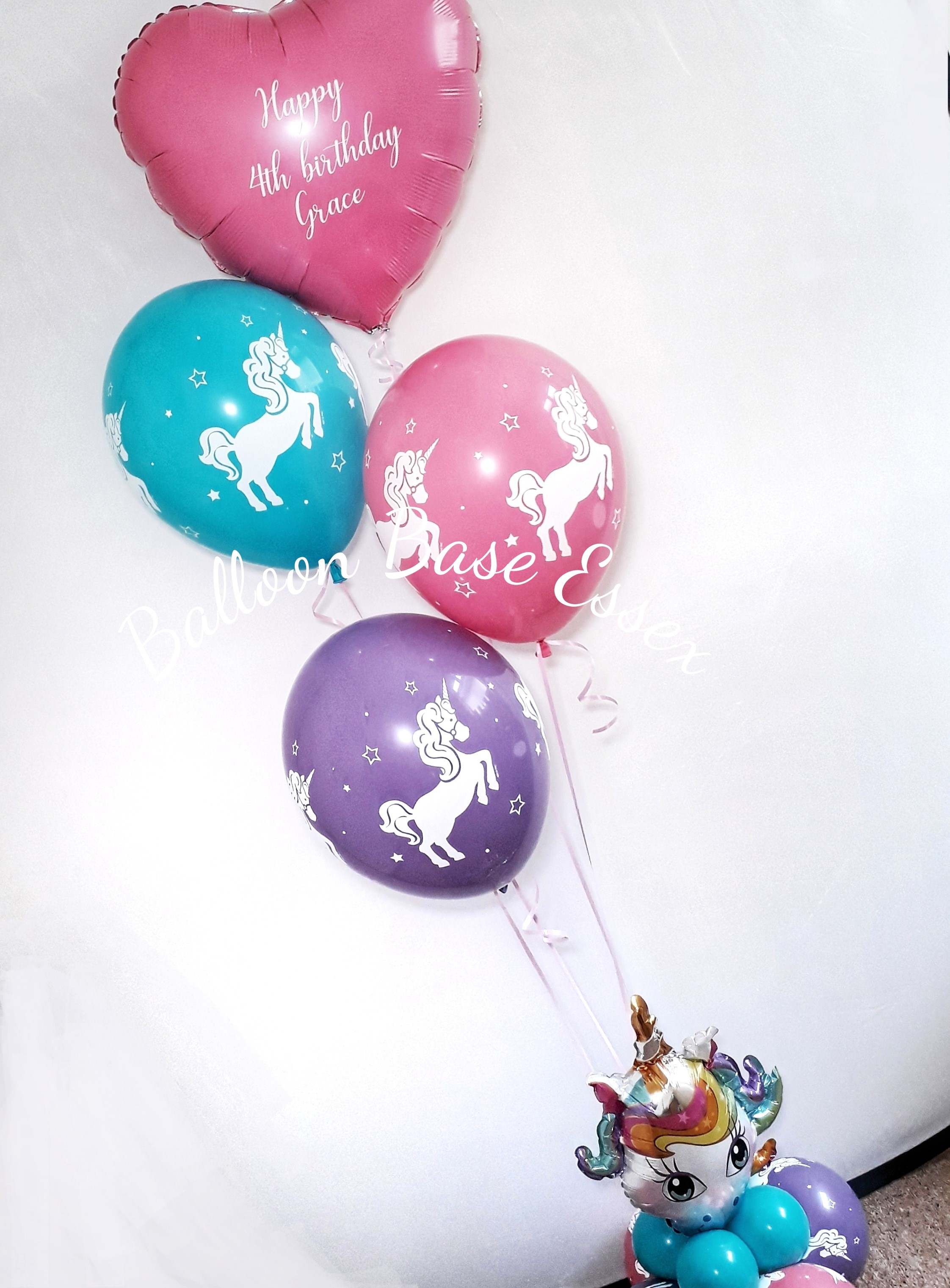 Unicorn themed balloon bouquet