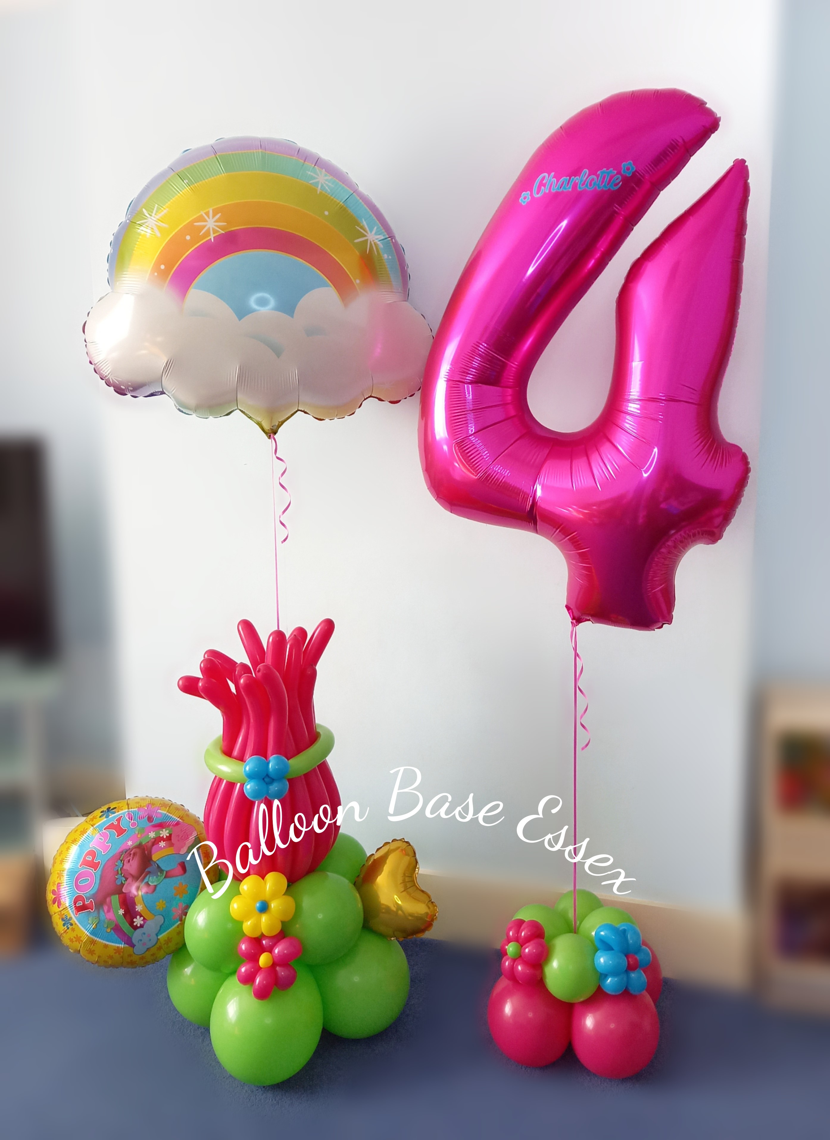 Poppy from Trolls themed birthday balloons