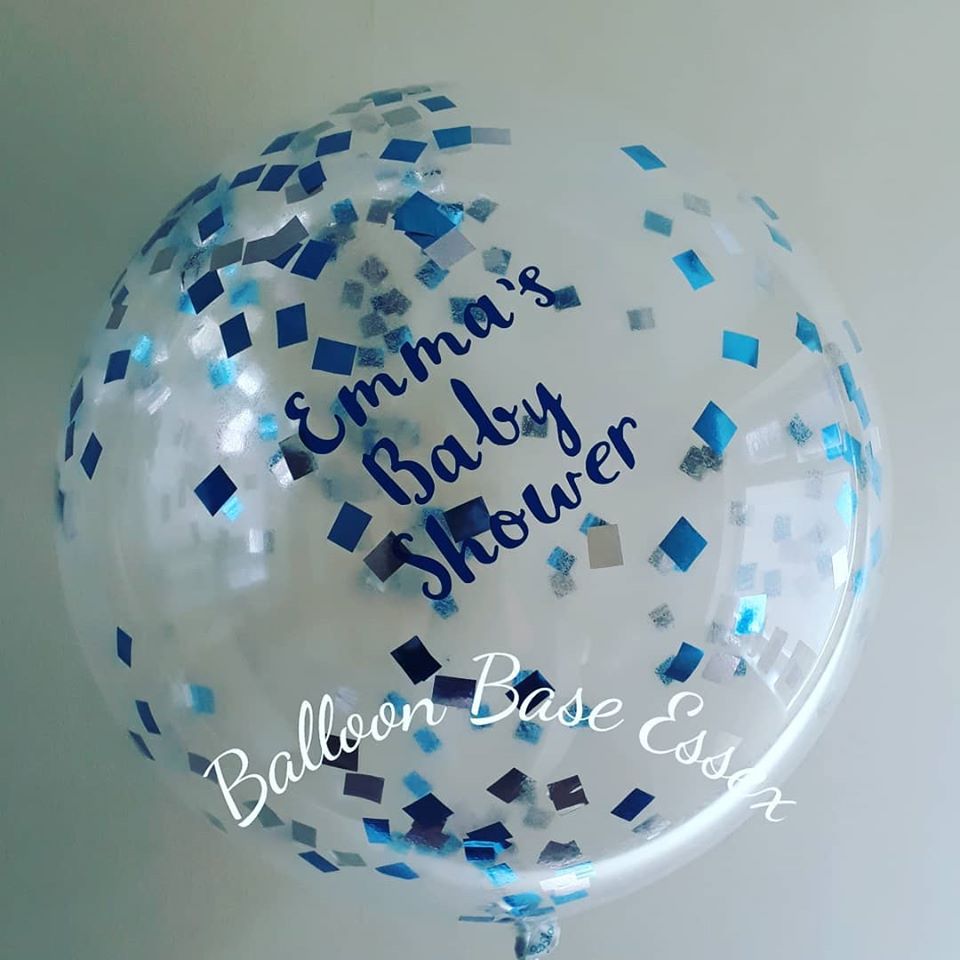Blue baby shower confetti balloon