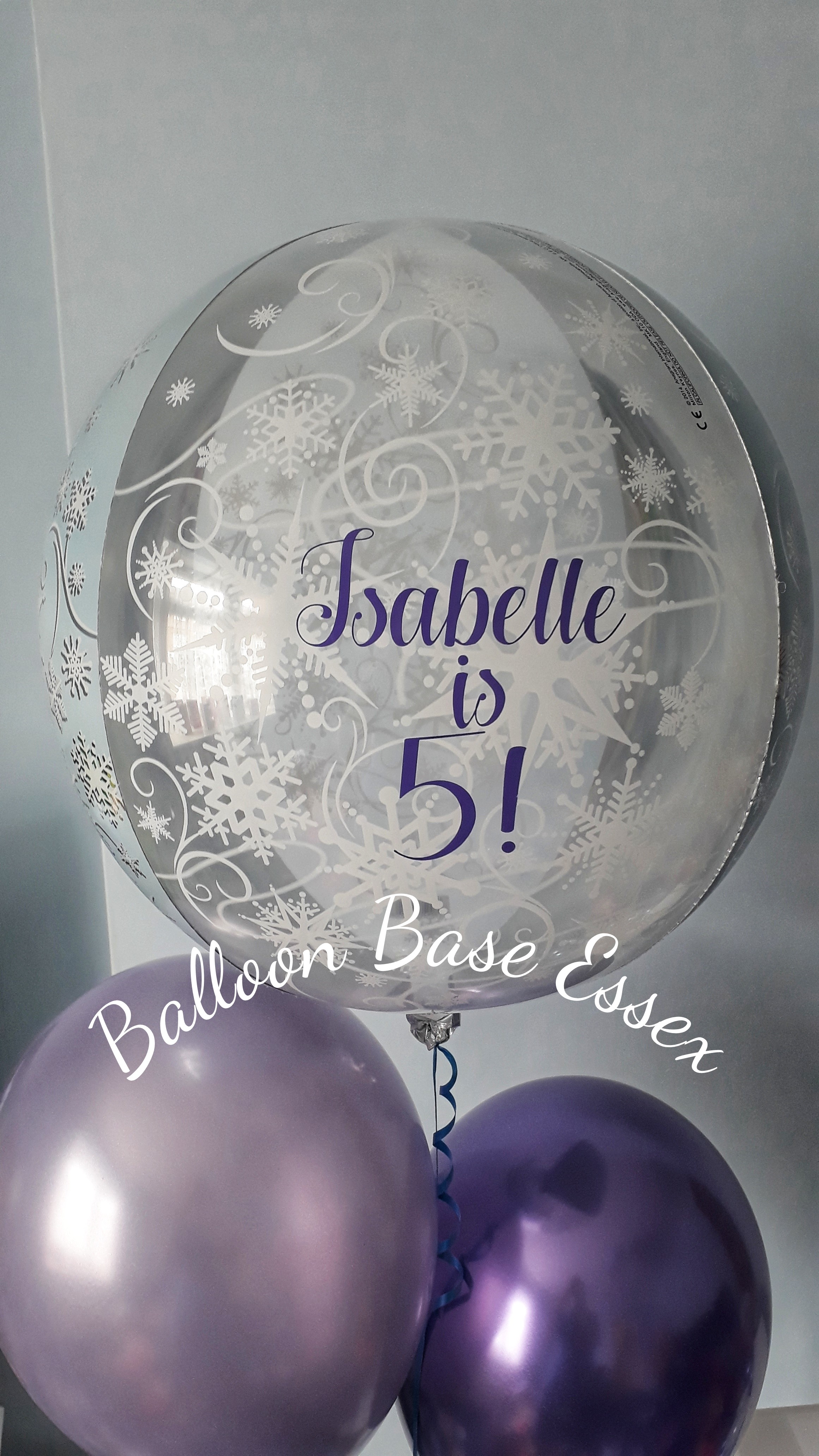 Personalised snowflake Orbz balloon for child's birthday