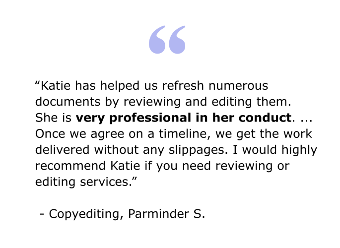 Freelance Copy Editing by Katie Yee Katie Yee Editor Reviews