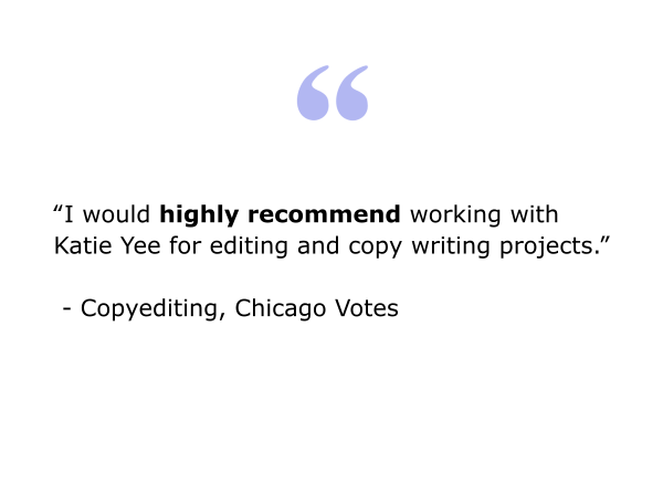 Editing and Copy Editing Books is Katie Yee's Freelance Service
