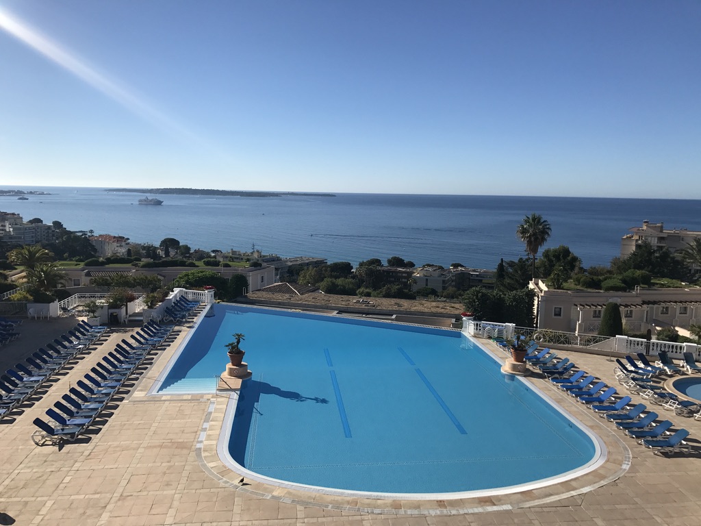 Infinity pool with view of the sea and islands