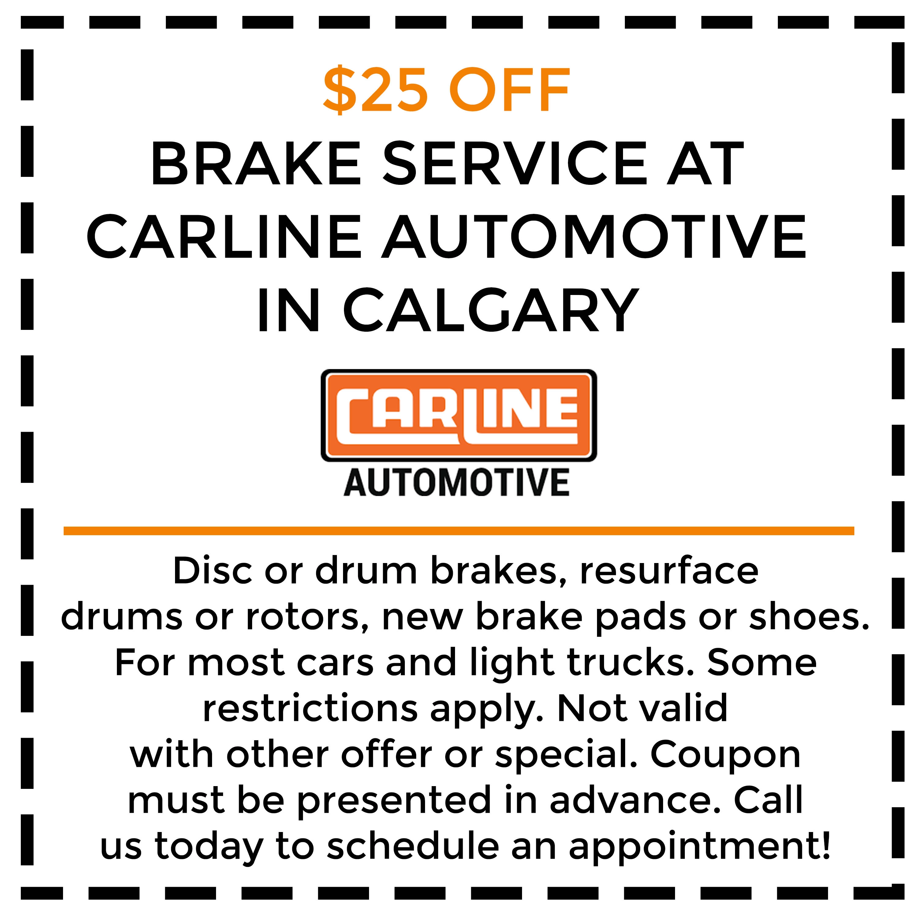 Brake Service Coupon Carline Automotive Calgary