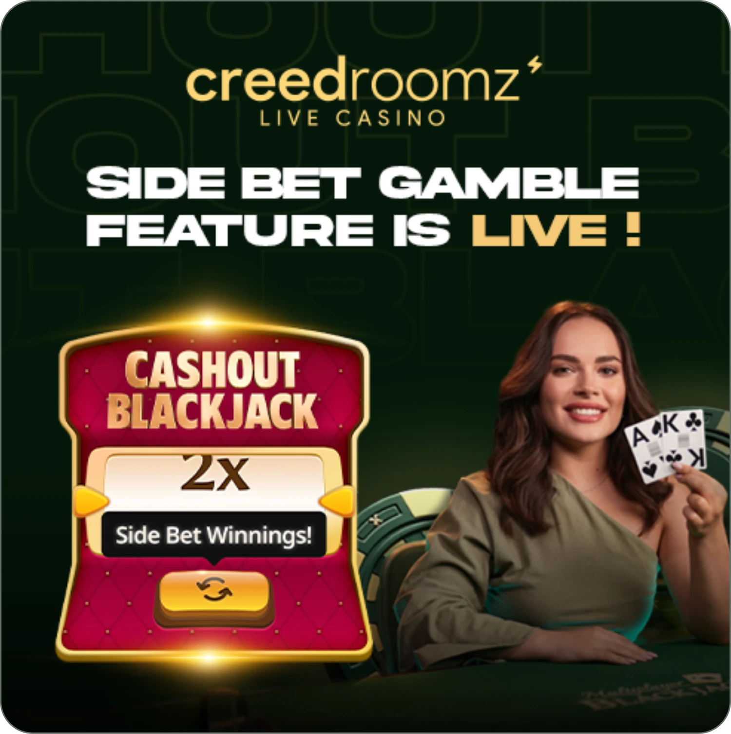 Go for 2X! Creedroomz Unveils Cashout Blackjack New Gamble Feature
