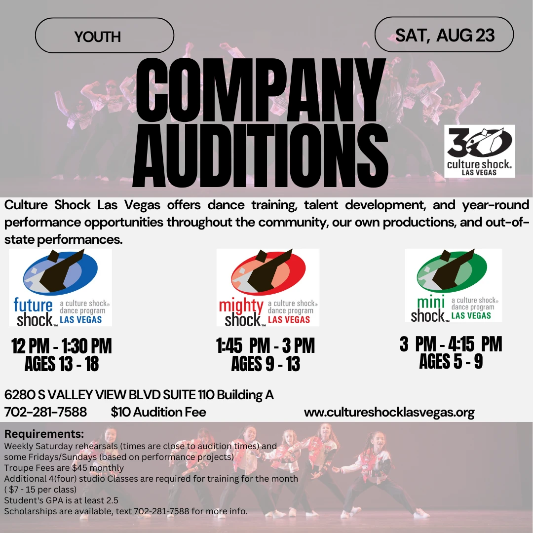 Youth Auditions, Saturday, August 23 