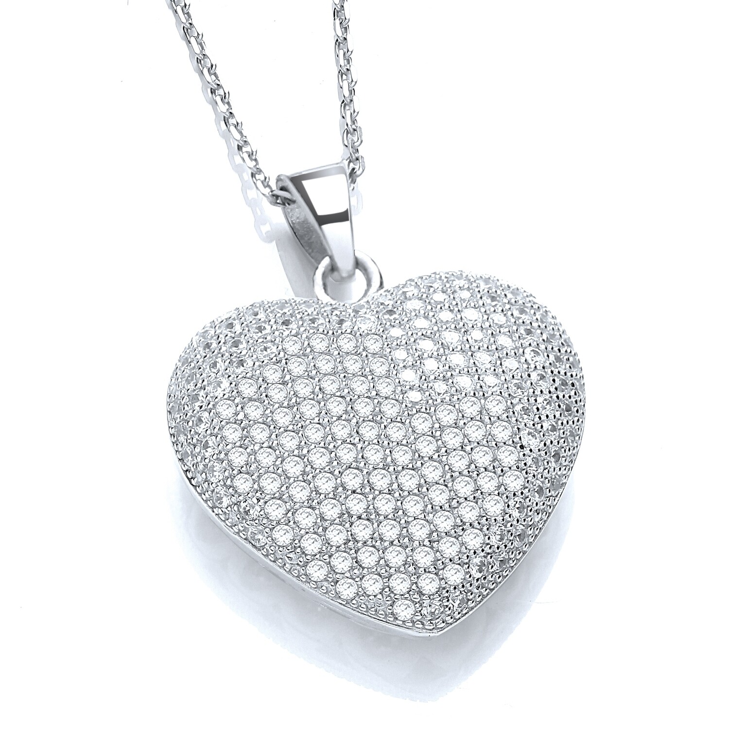 Silver and CZ heart pendant