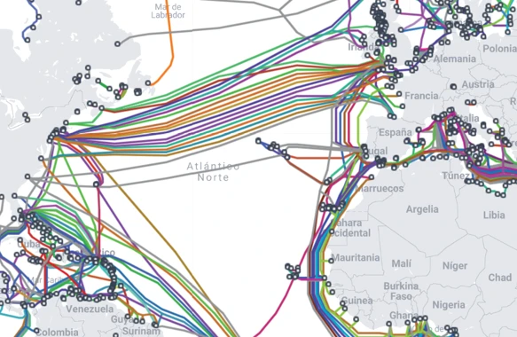 Zaragoza as mid-point of submarines internet cables