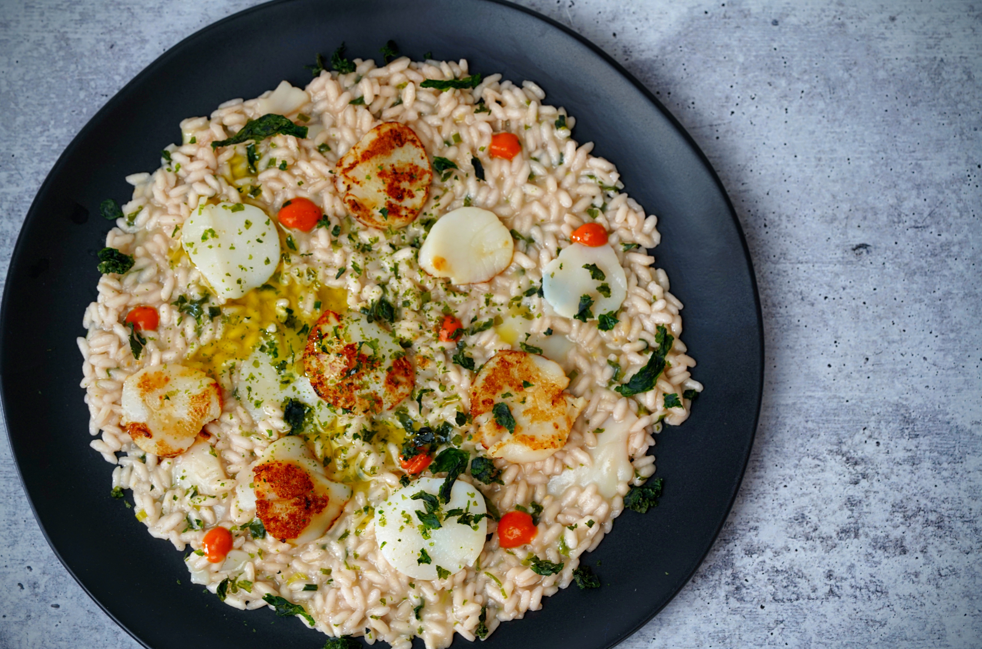 Risotto with Scallops Sashimi