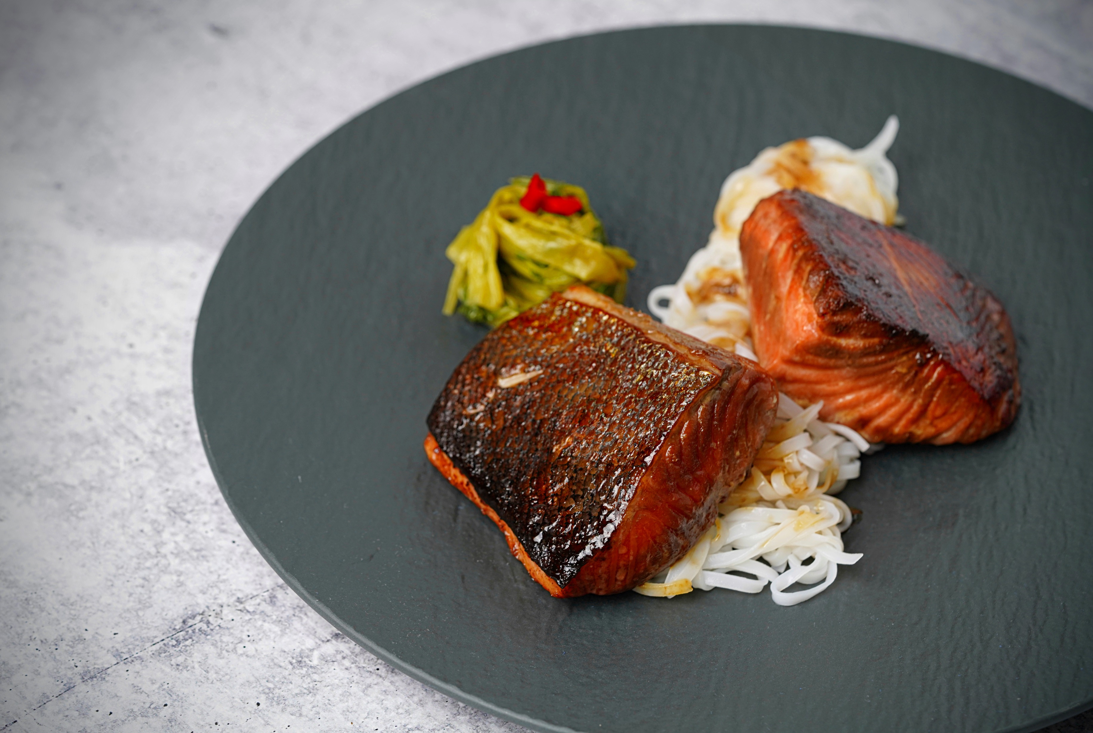 Salmon Teriyaki & Rice Flat Noodles