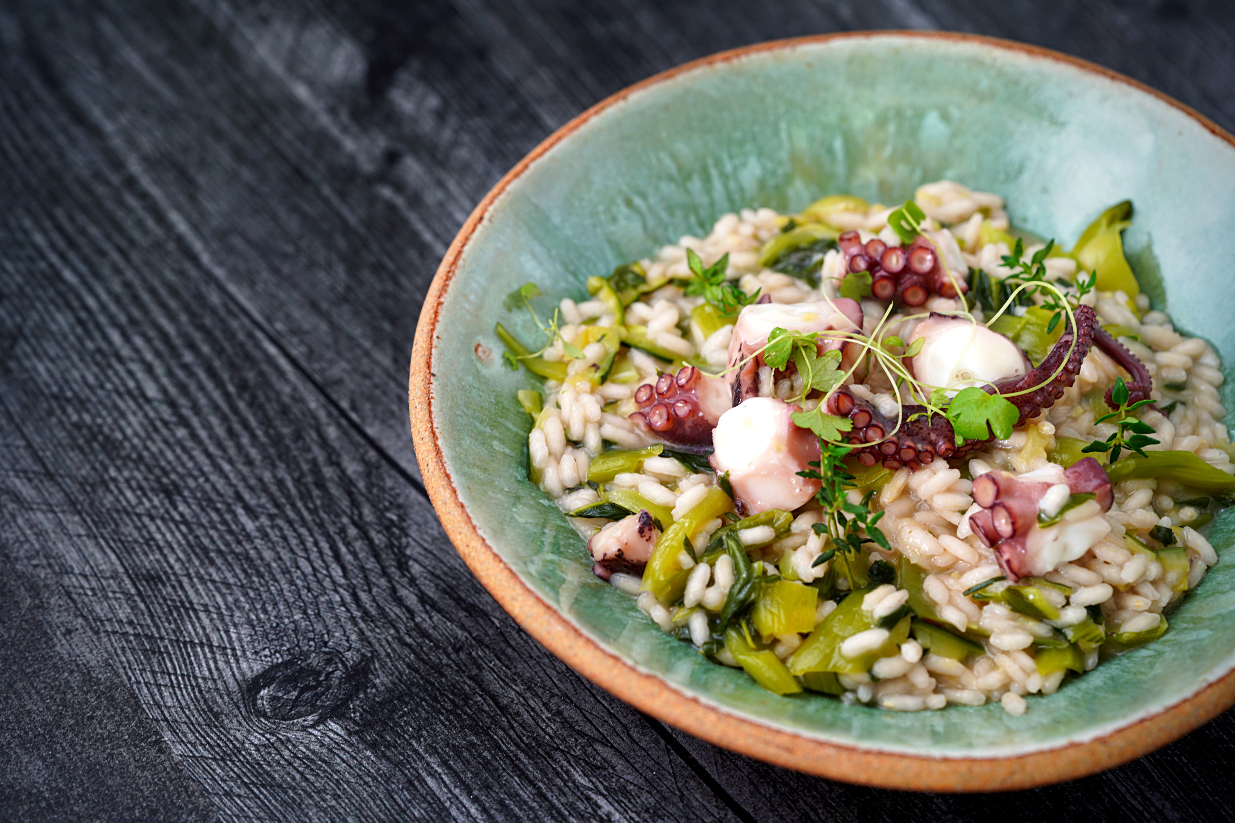 Risotto with Octopus & Greens