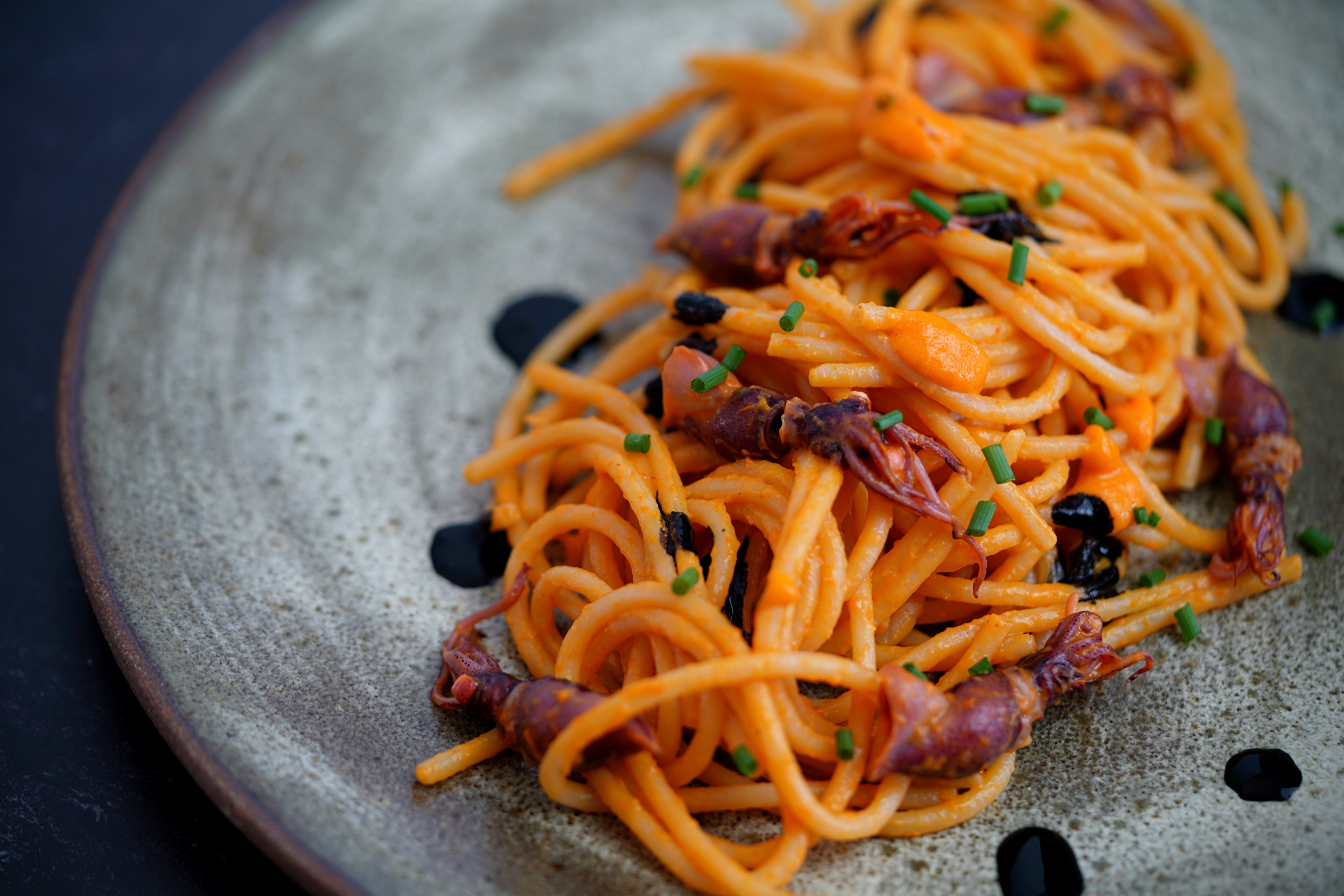 Spaghetti with Firefly Squids and Ink
