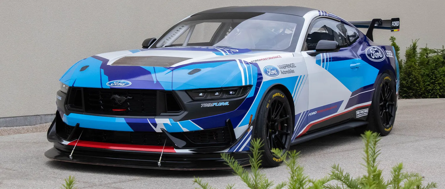 A Belgian Mustang GT4 at the GT4 European Series championship