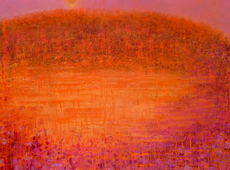 Orange mangrove landscape painting