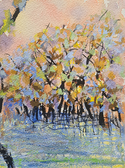 watercolour landscape of mangroves