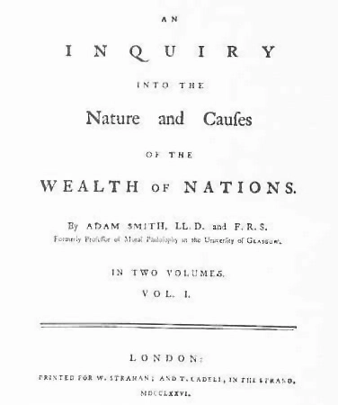 An Inquiry into the Nature and Causes of the Wealth of Nations, Original Edition
