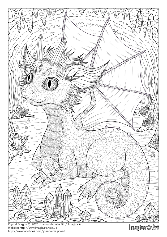 'Crystal Dragon' colouring page 157-lineart-dragon.jpg