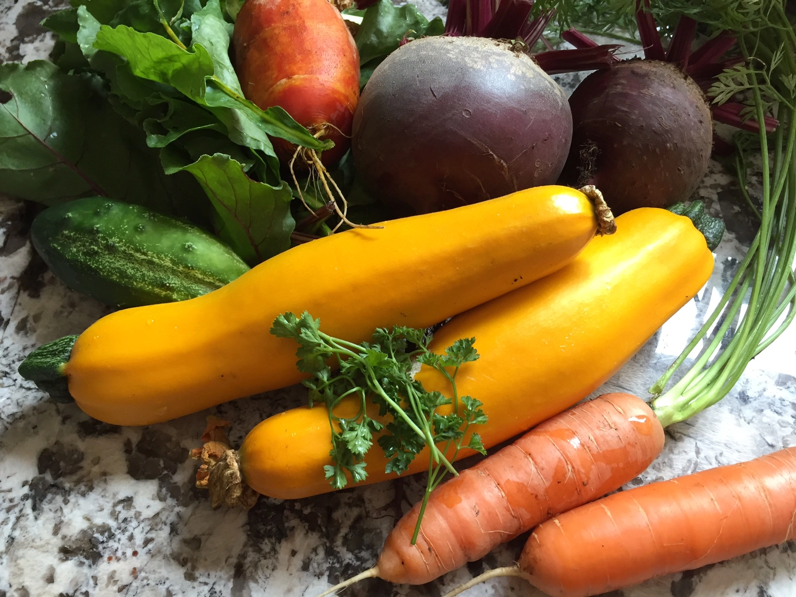 The tastiest, healthiest vegetables are fresh- picked Mixed vegetables from the home garden
