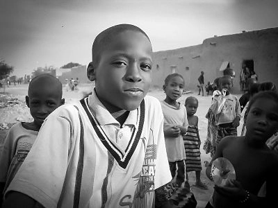 B&W African kid portrait