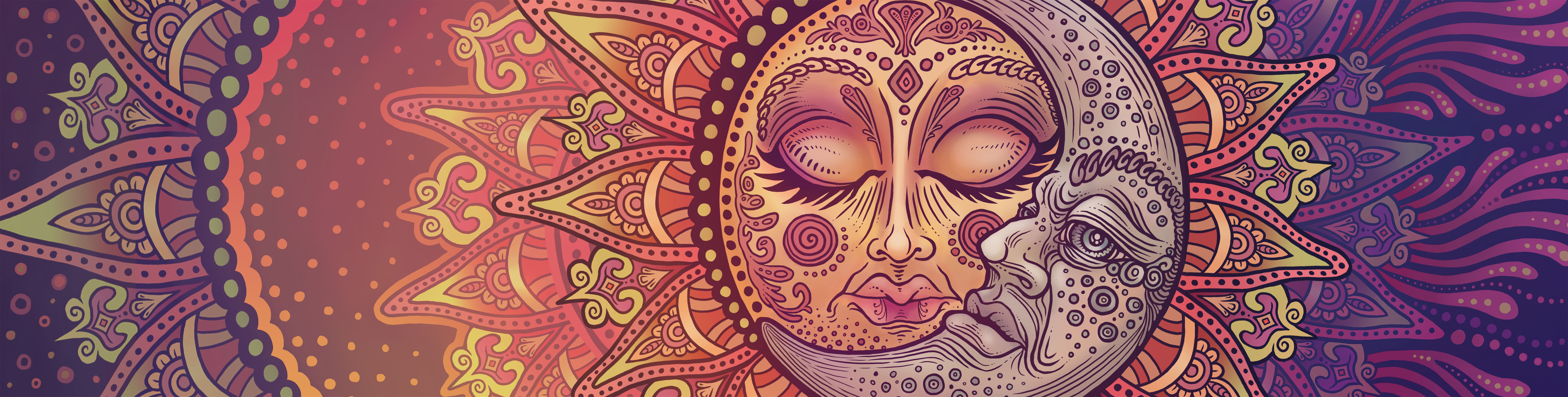 Wall Mural Sun Moon Celestial Mandala.