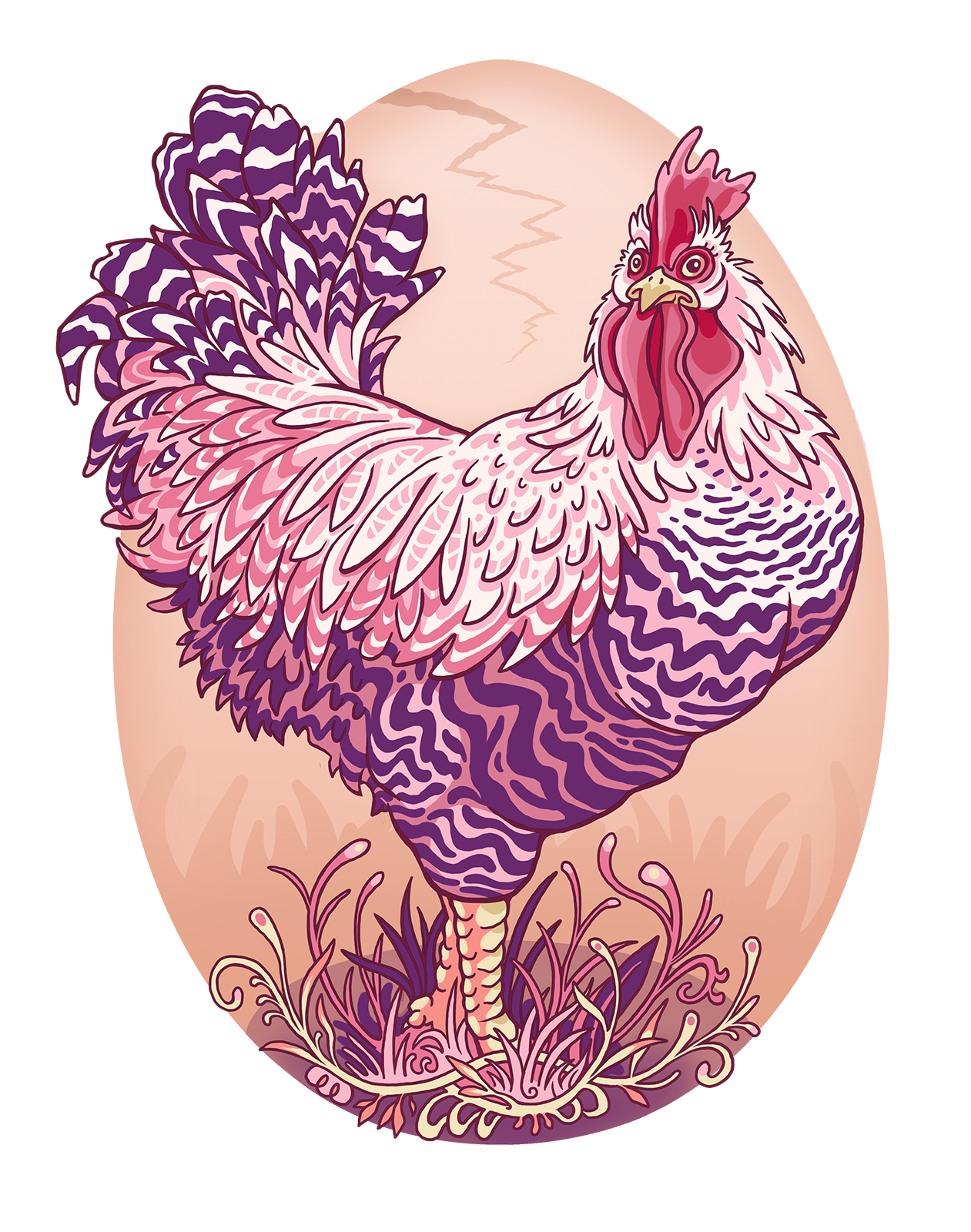 Bold Chicken Rooster Egg Bed and Breakfast Cartoon Illustration Logo Graphic by Jessica Laine Morris