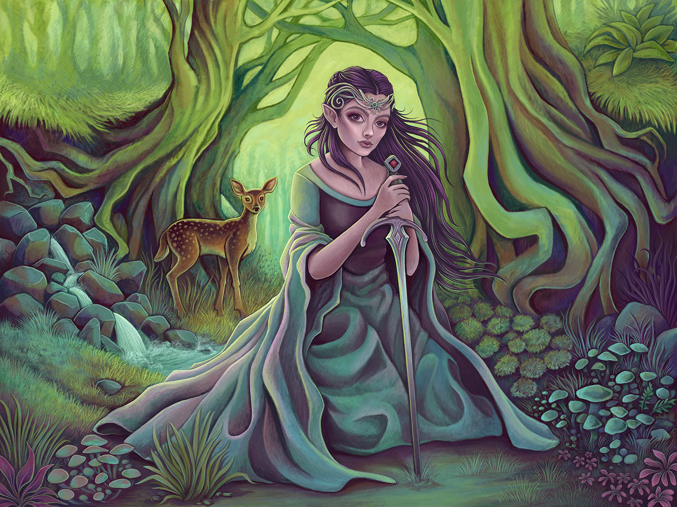 Woodland Elf Digital Illustration by Indiana Portrait Artist Jessica Laine Morris