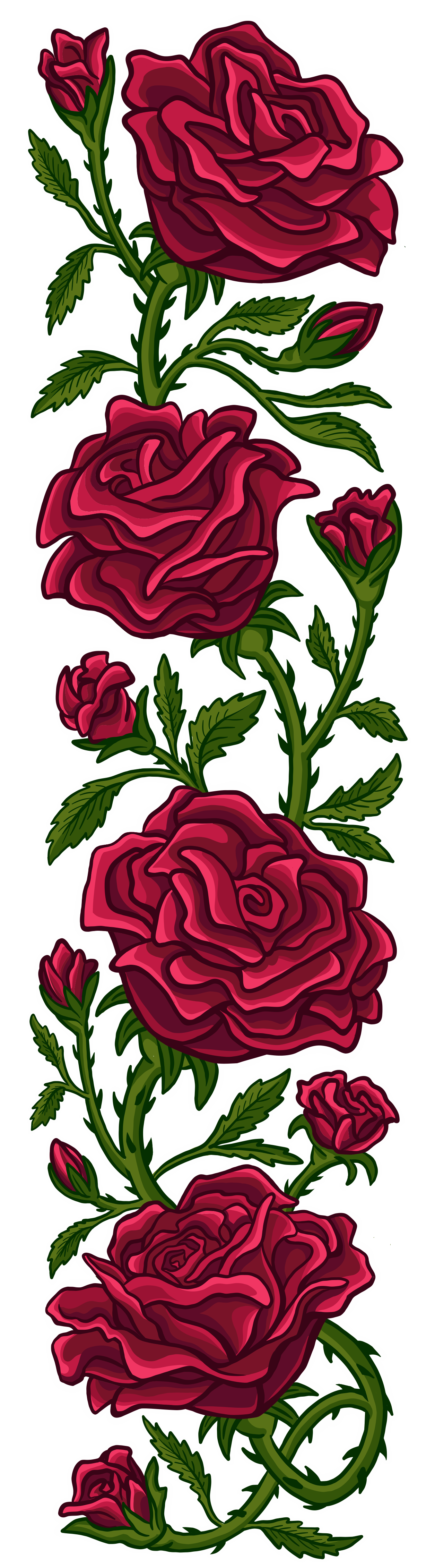 Bold Colorful Floral Red Rose and Skull Cartoon Illustration Logo Graphic by Jessica Laine Morris