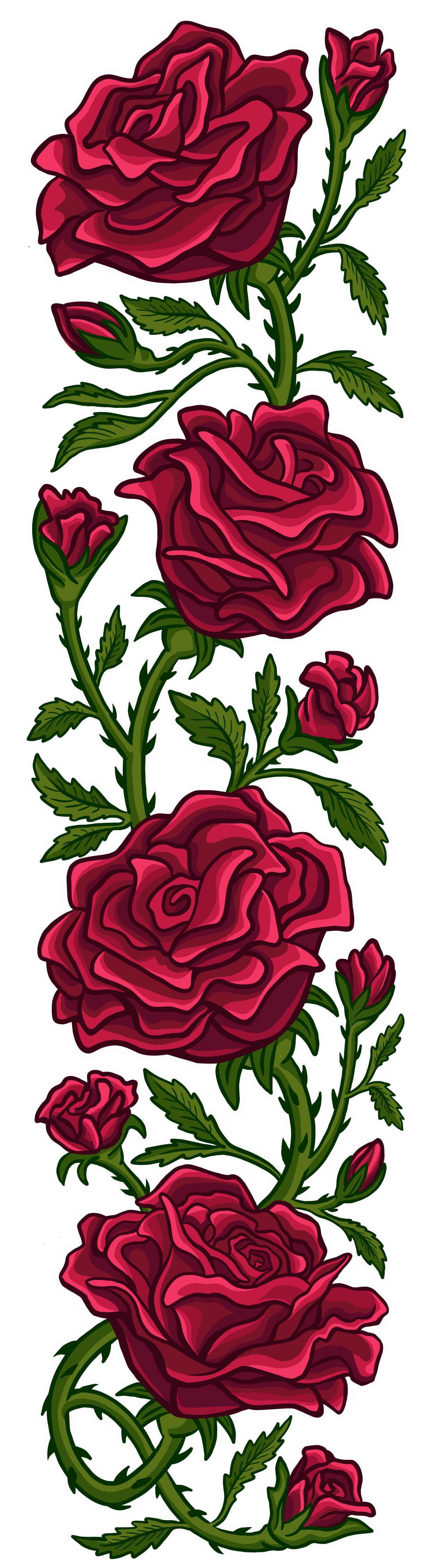 Bold Colorful Floral Red Rose and Skull Cartoon Illustration Logo Graphic by Jessica Laine Morris