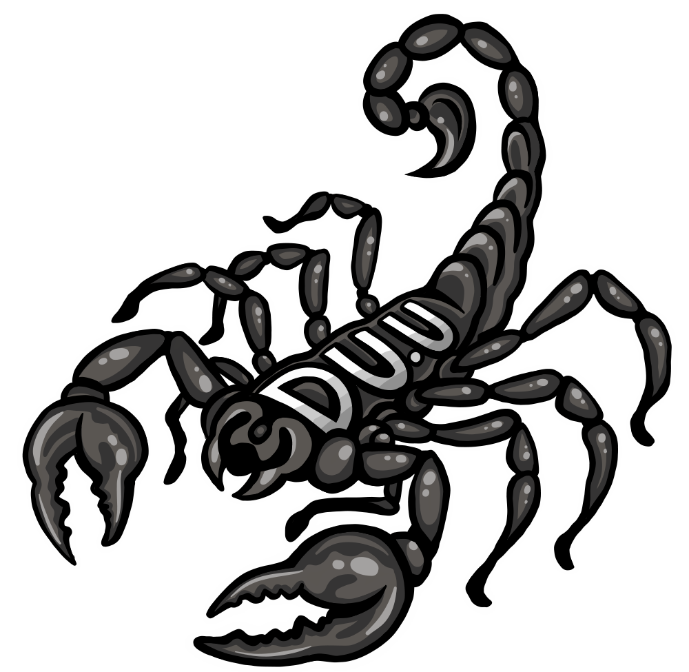 Bold Tattoo Scorpion DU.U Apparel Cartoon Illustration Logo Graphic by Jessica Laine Morris