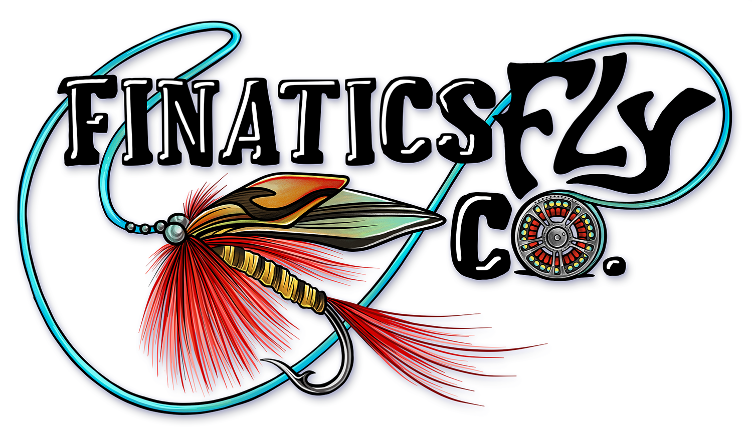 Fly Fishing Finatics Fly Co. Illustration Logo Graphic by Jessica Laine Morris