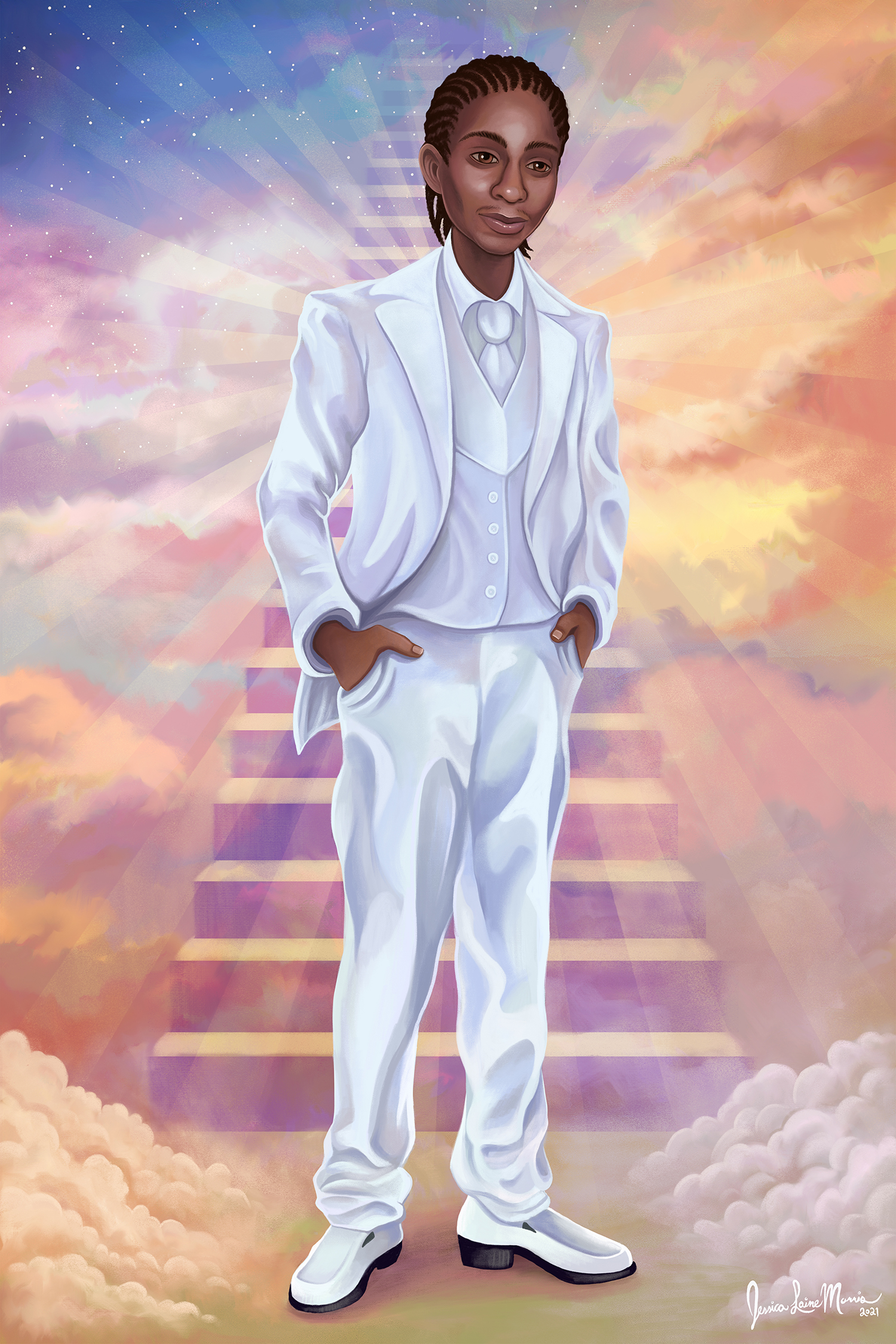 Full Body Memorial Gift Portrait Illustration