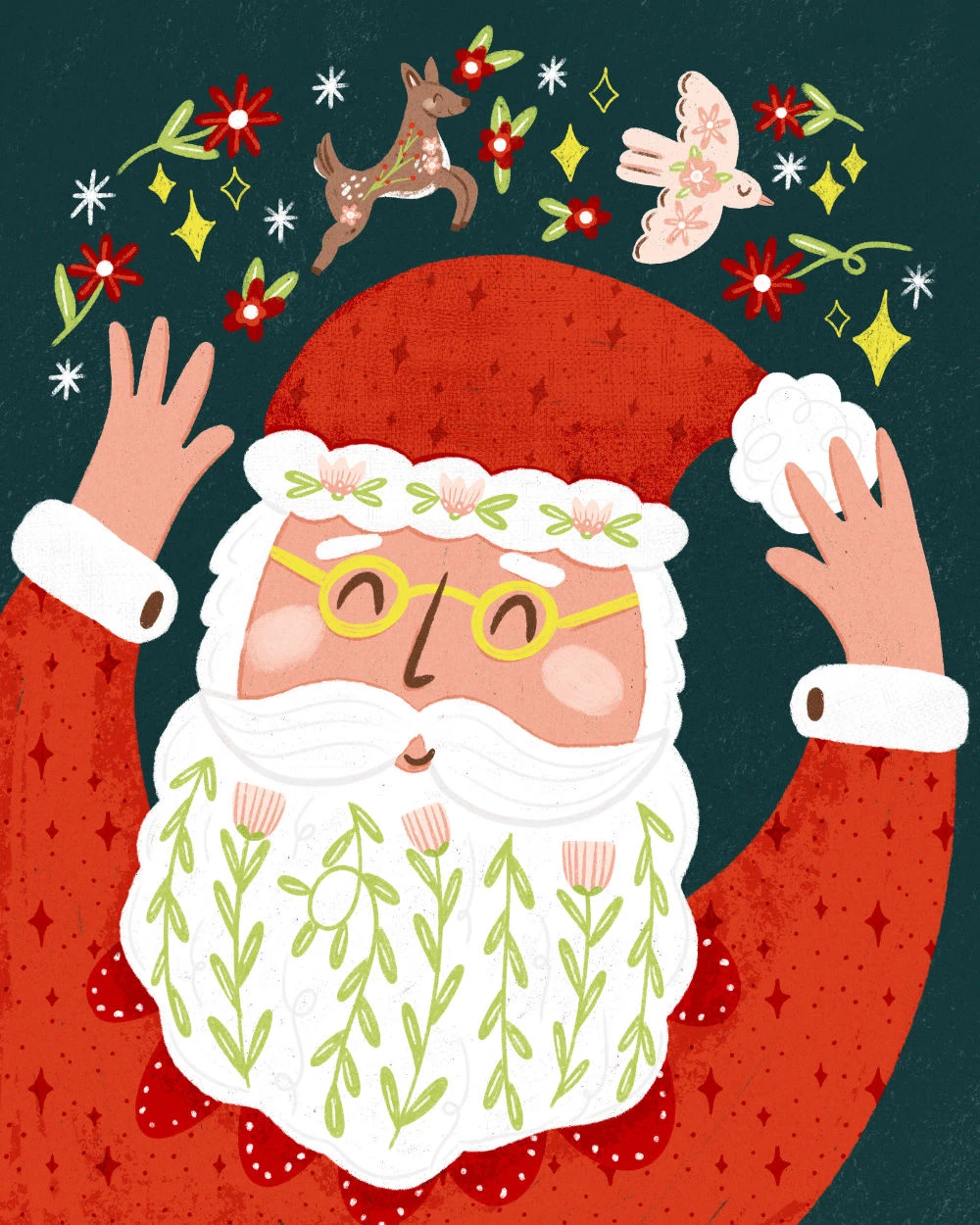 Whimsical Folk Art Santa Claus illustration