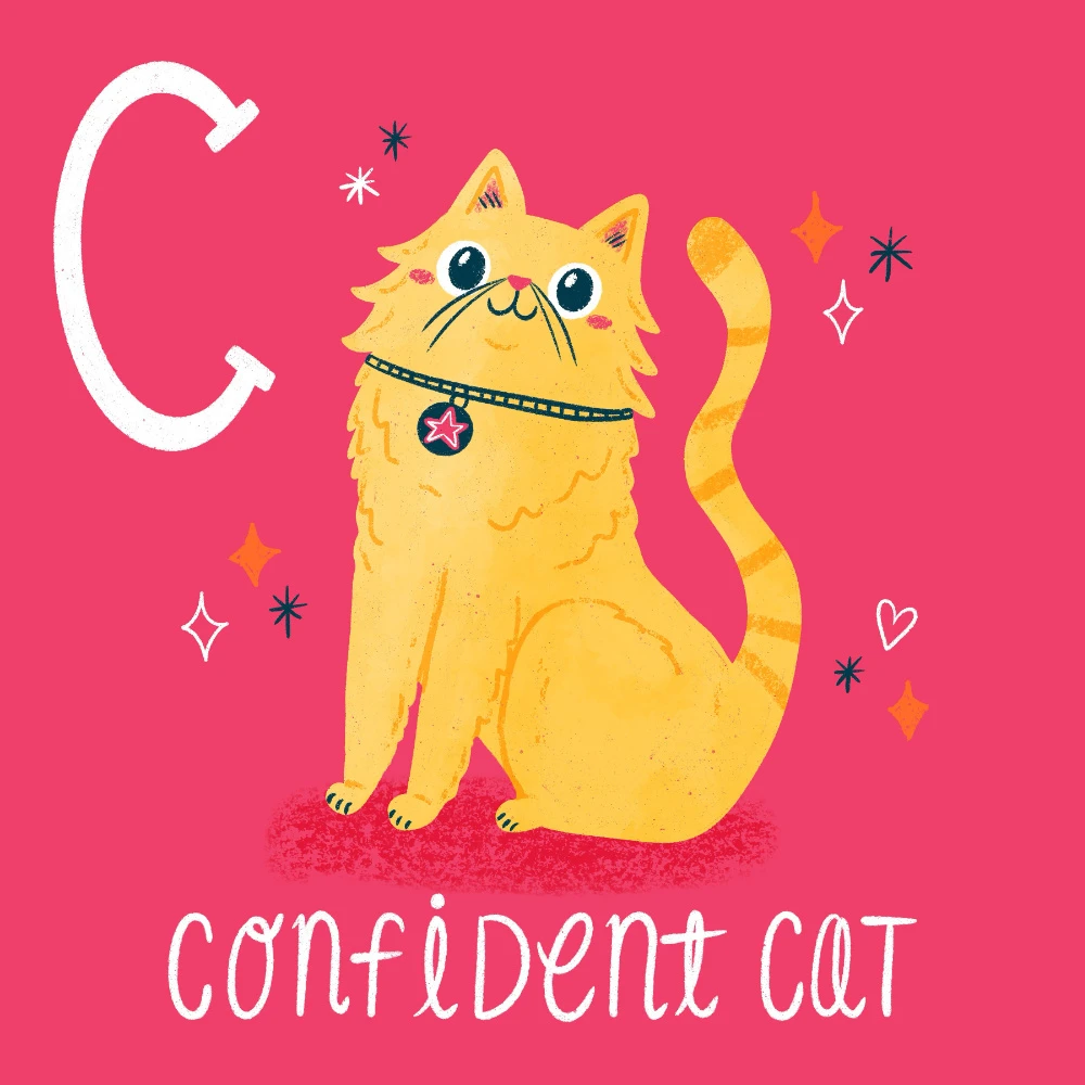 C is for Confident Cat Illustration