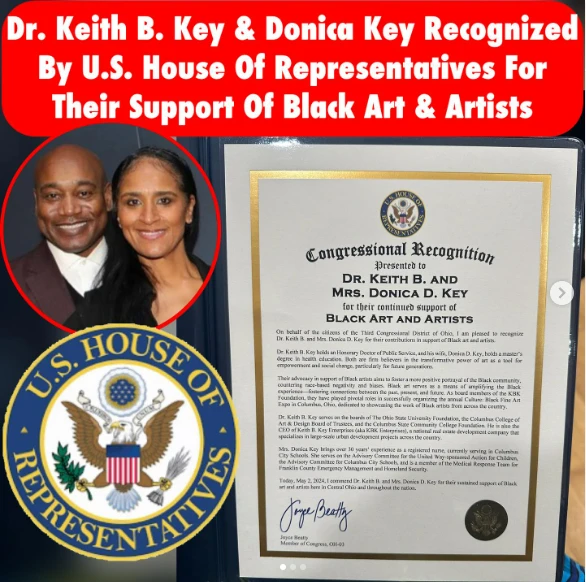 Dr. Keith & Donica Key Recognized By U.S. House of Representatives For Their Support For Black Art & Artists