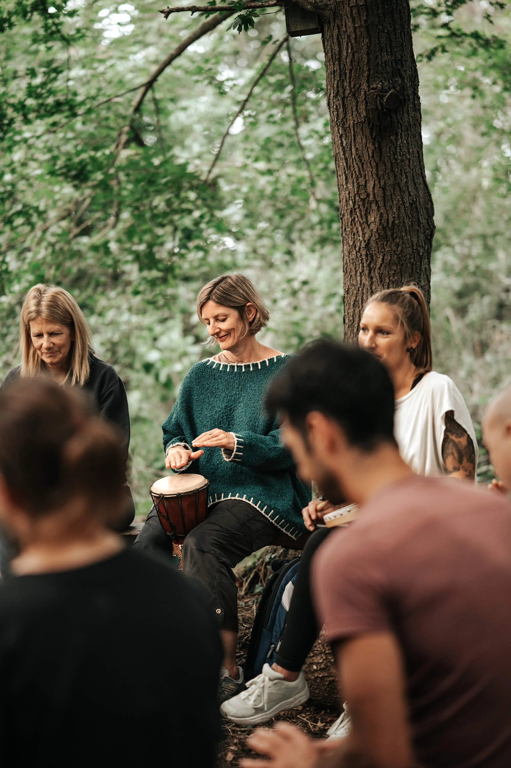 intuiative drumming at yoga retreat