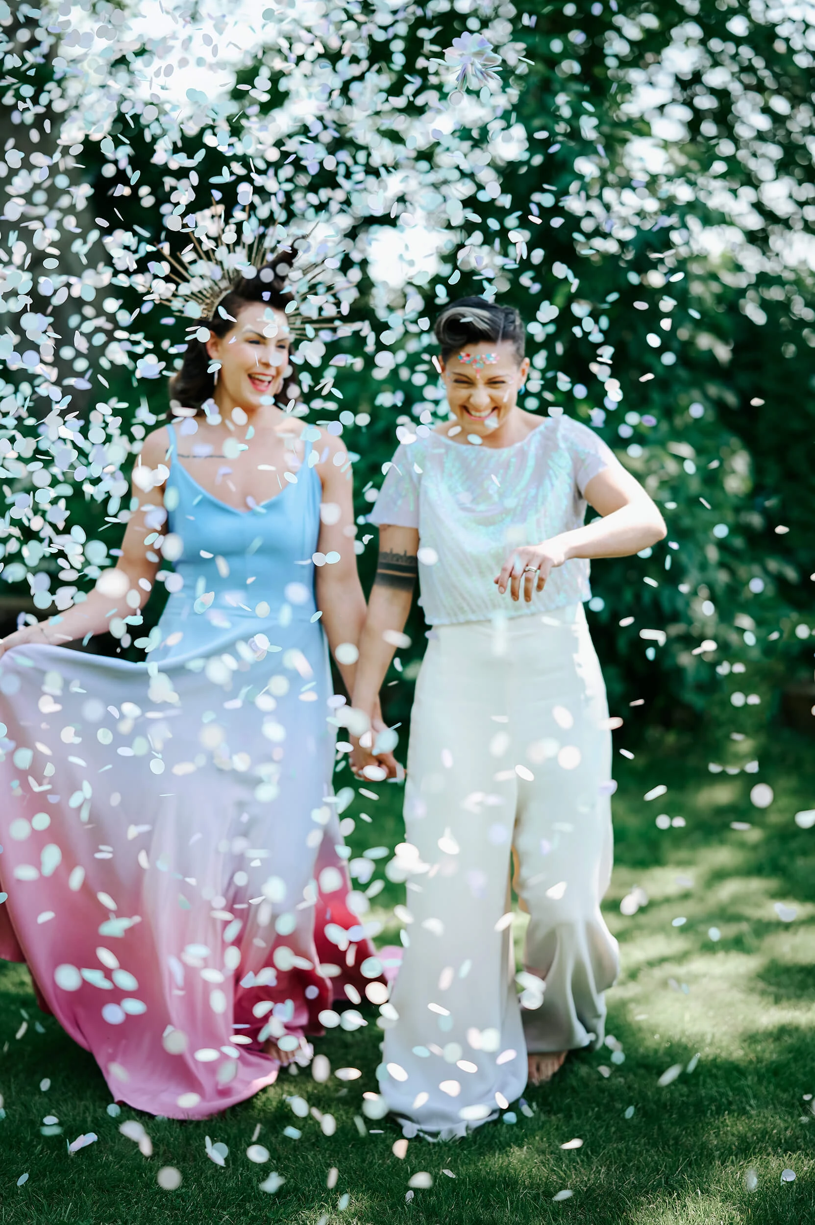 confetti-photo-at-lesbian-wedding-rainbow-pastel-theme