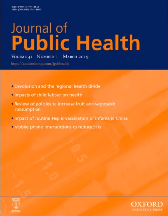 Cover of Journal in Public Health in orange and cobalt colors