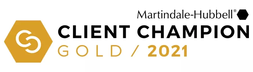 Logo for Martindale-Hubbell Gold Client Champion Award 