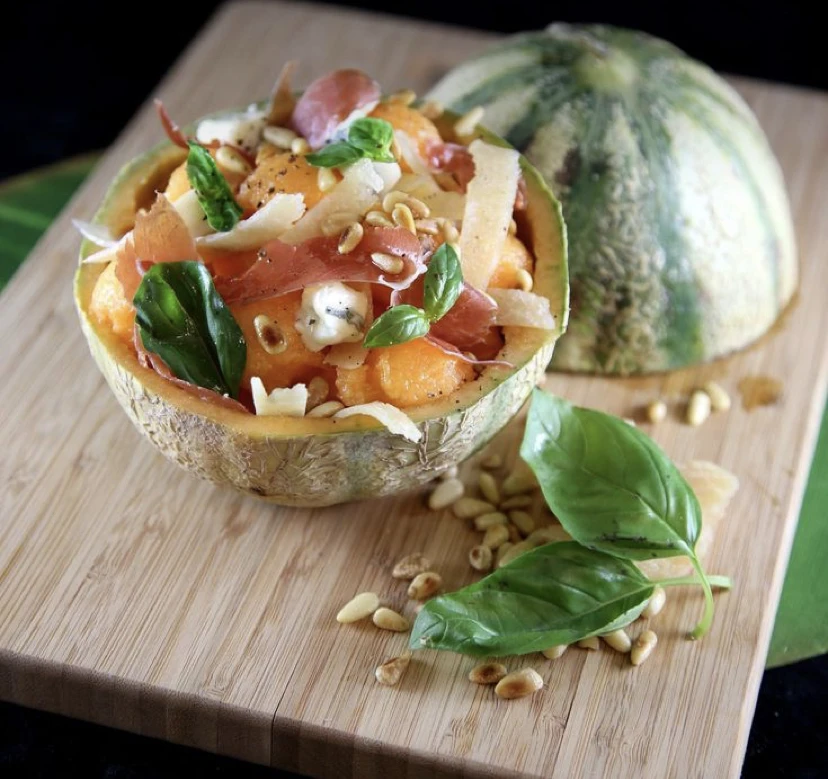 Salade de melon, jambon de parme et parmesan