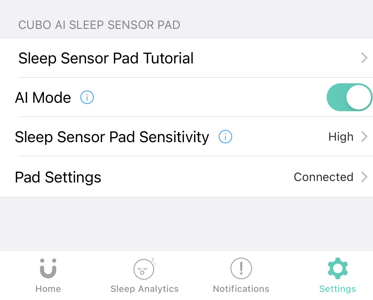 sleep sensor pad sensitivity