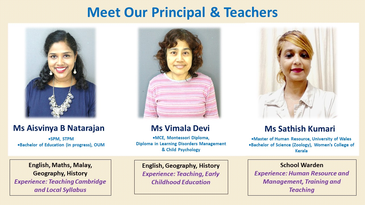 Teachers and the principal at Lumiere Academy Lumiere Academy is fully equipped with a team of dedicated and qualified teachers.